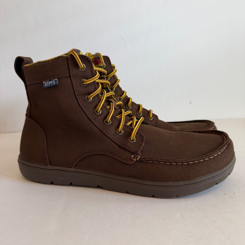 Lems Boulder Boots 12 Brown Canvas Barefoot Minimalist Hiking Gorpcore Outdoor